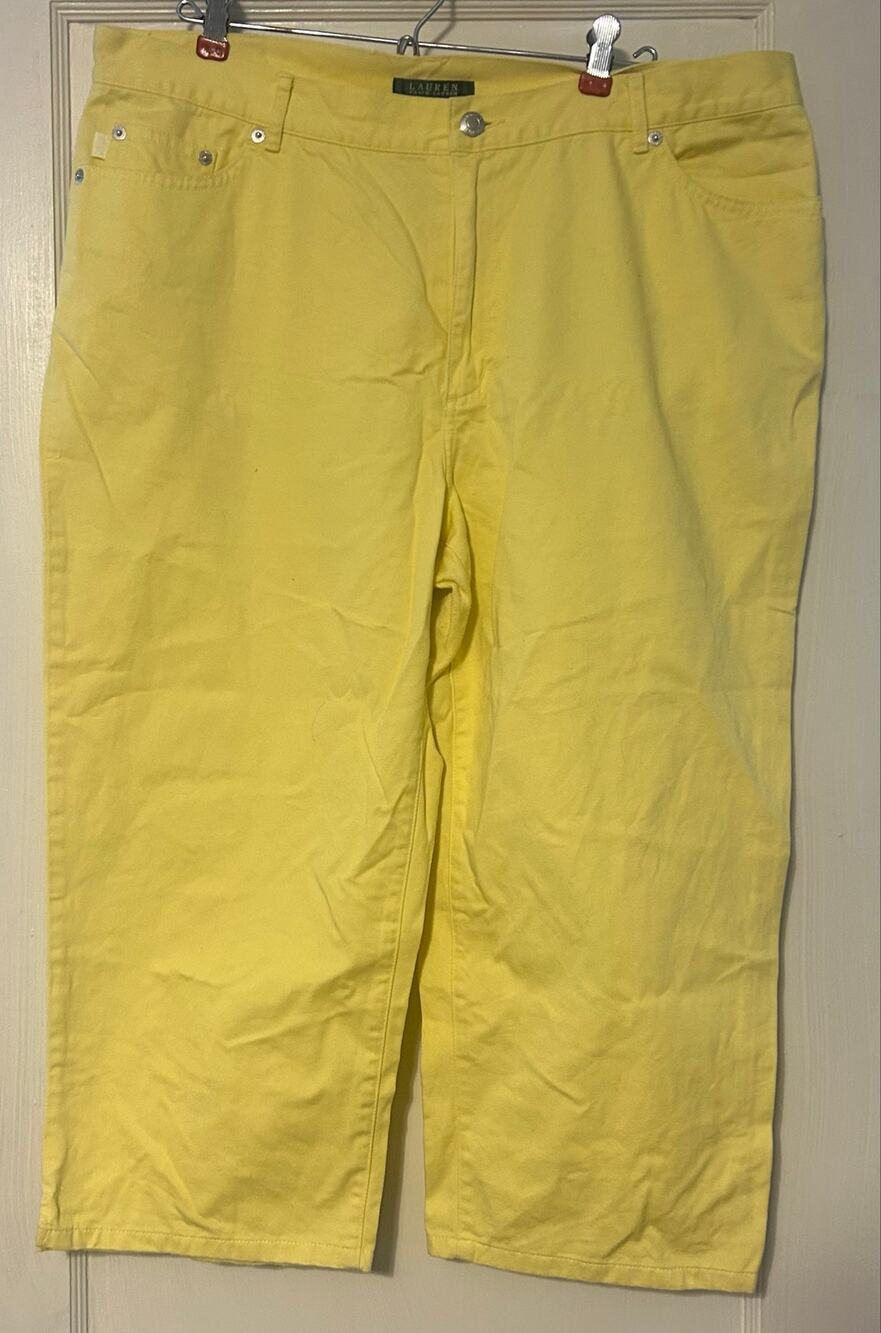 Lauren Ralph Lauren Women’s cropped/capri pants cotton yellow classic size 16